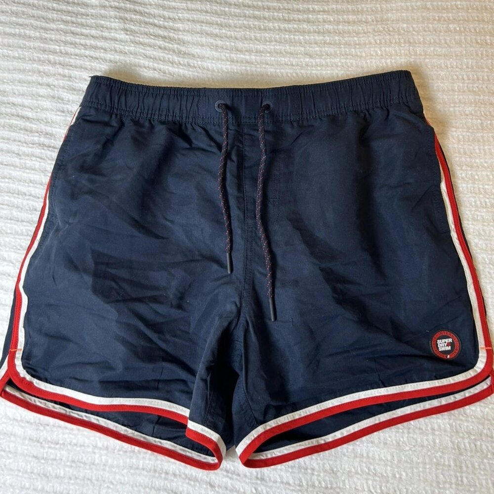 Superdry Swim Shorts Men Navy Beach Shorts Size L Waist 34 Water Repellent Jpn